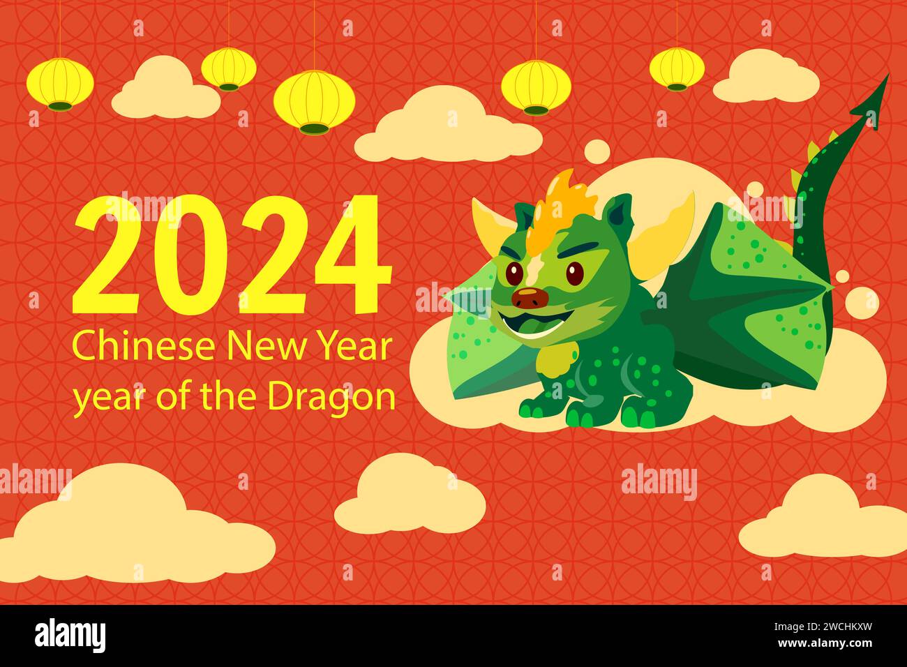 Year of the dragon cny 2024 cute greeting card. Cute chinese