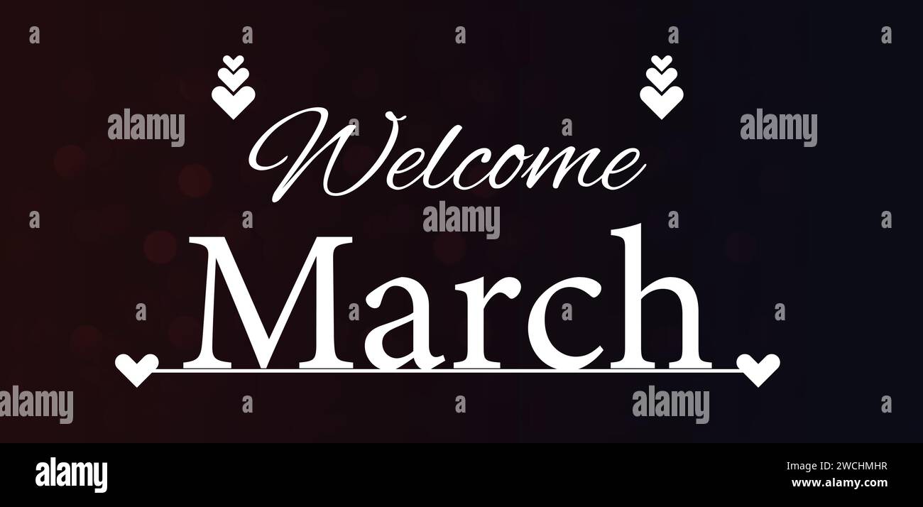 Welcome March Stylish Text illustration Design Stock Vector