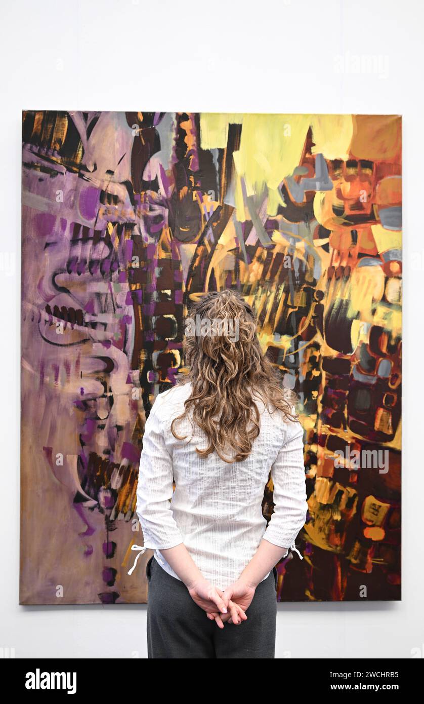 London, UK. 16th Jan, 2024. Preview of the London Art Fair 2024 at