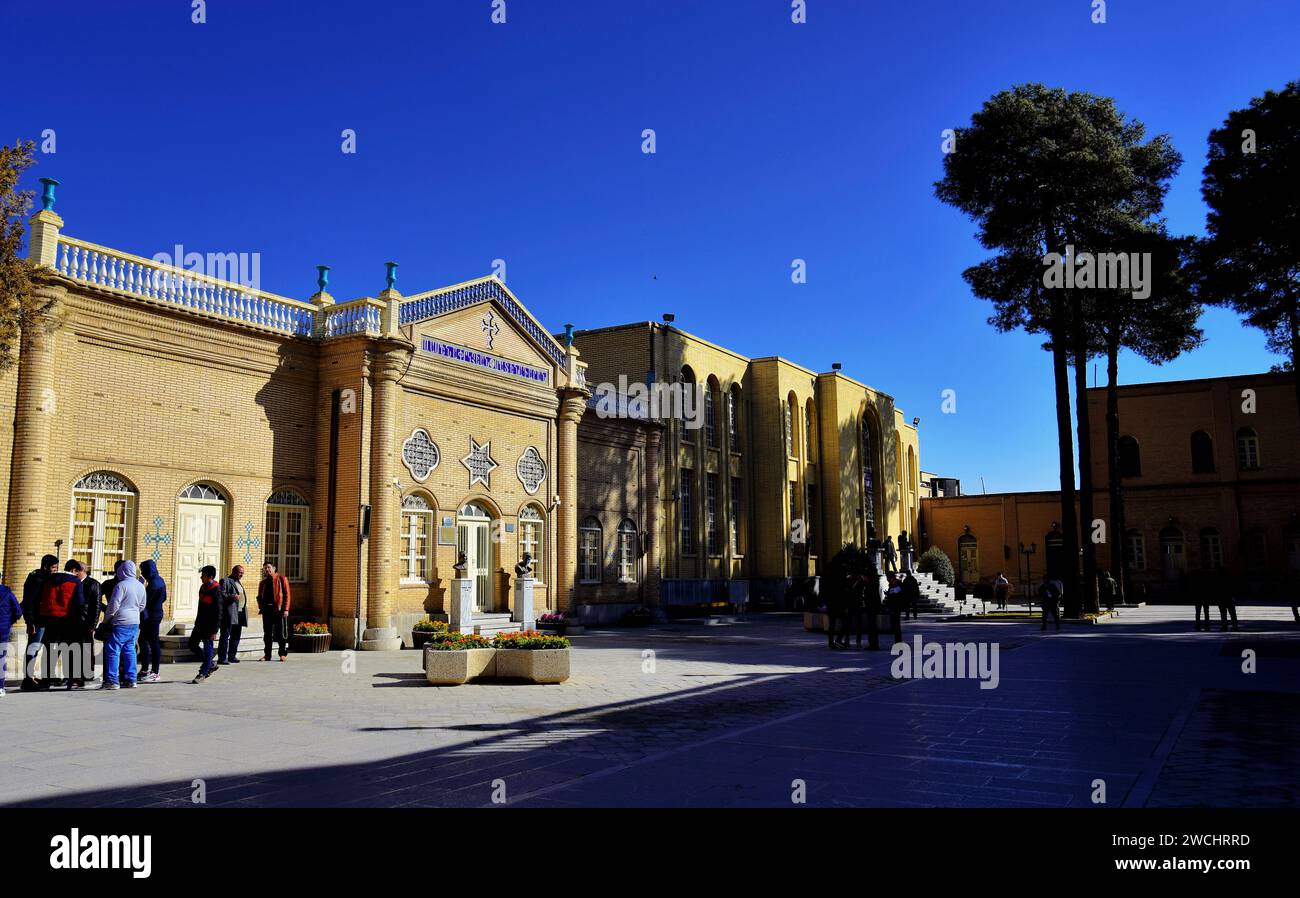 Exterior of the courtyard of the Vank Cathedral (1606), located in Isfahan, Iran, built by the hundreds of thousands of Armenians. Library and Museum Stock Photo
