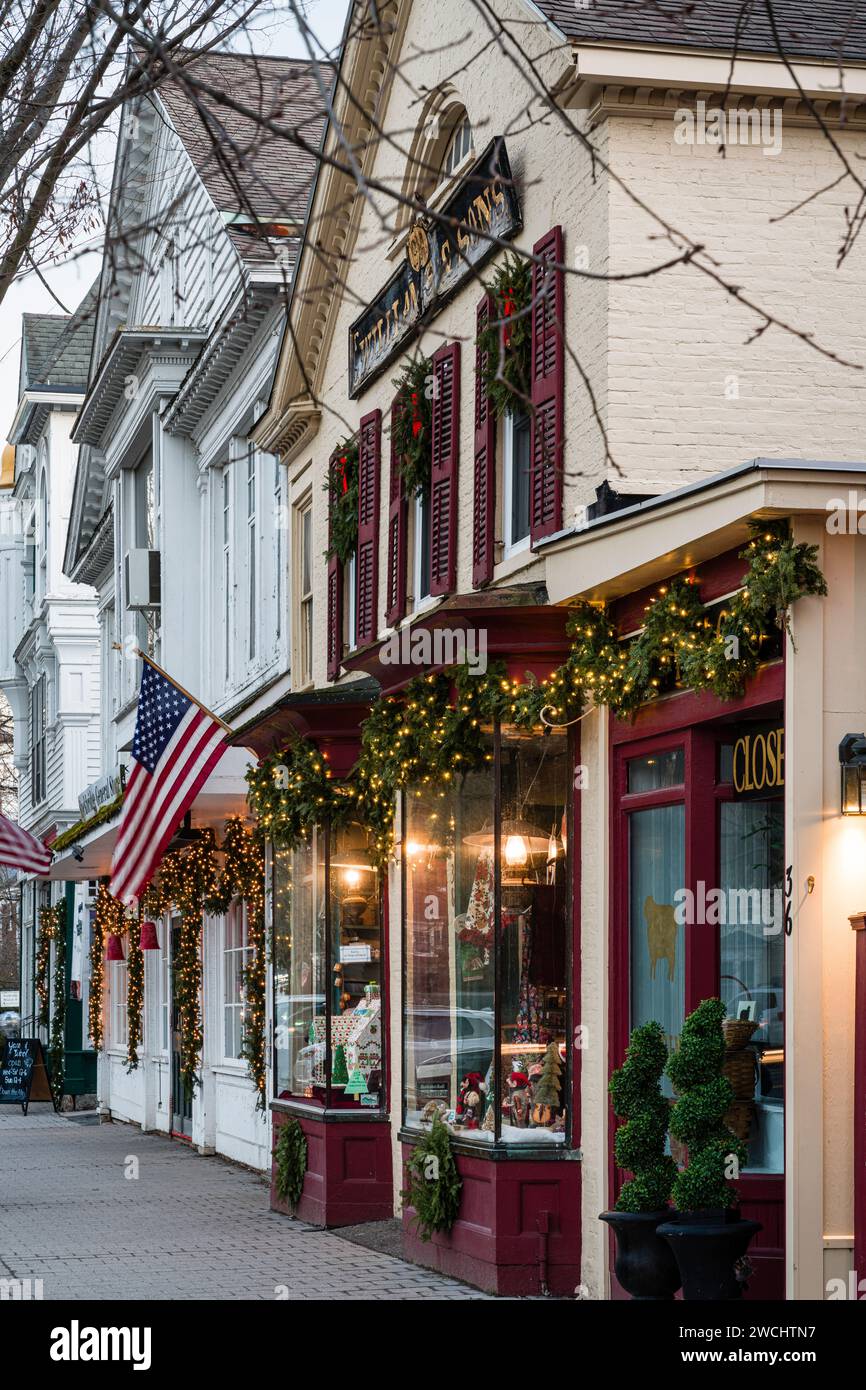 Main Street At Christmas   Stockbridge, Massachusetts, USA Stock Photo