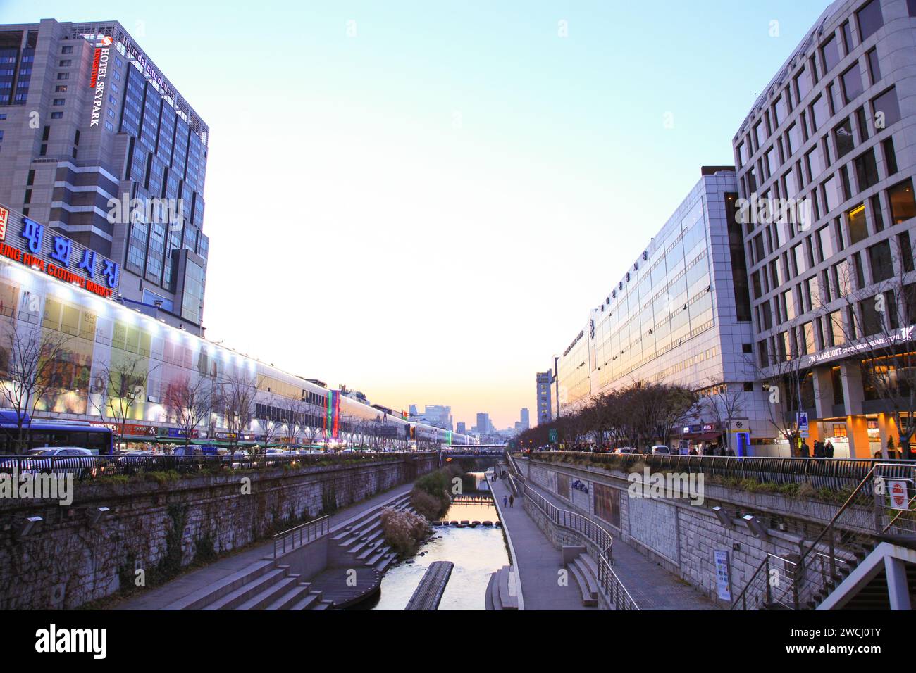 Cheonggyecheon Stream, an attraction on downtown Seoul, South Korea. Stock Photo