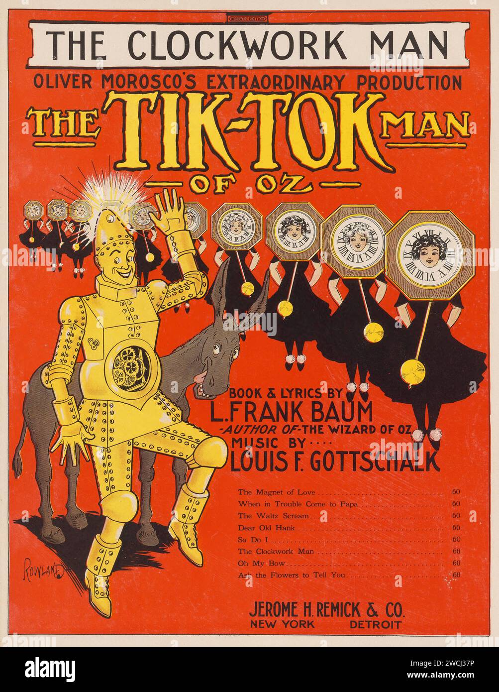 The Clockwork man -  Tik-tok man of Oz - Sheet Music of the Musical Theater - 1913 Stock Photo