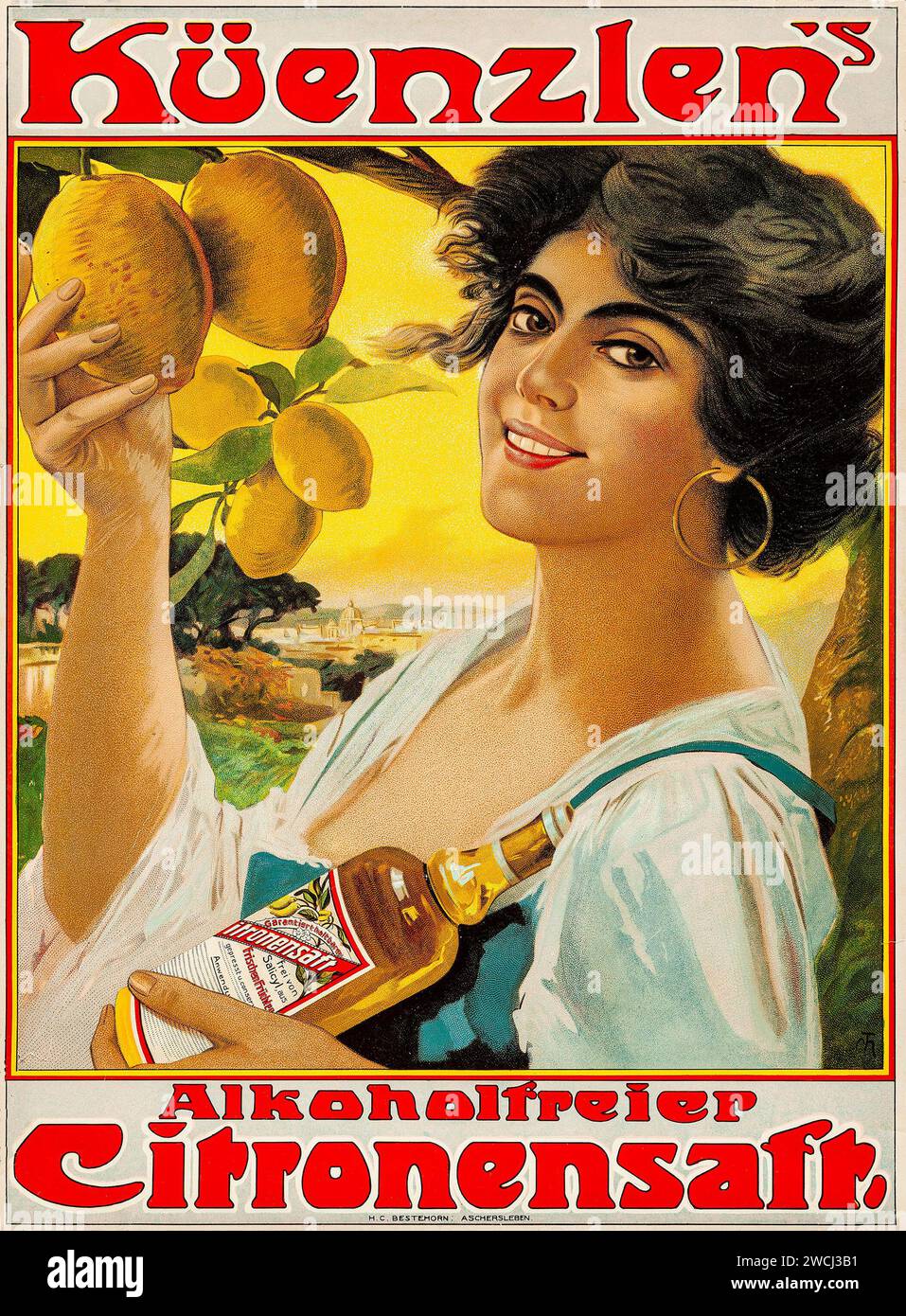 Küenzlen's Citronensaft (c. Early 1910s) German Advertising Poster - unknown artist - lemonade advertisement Stock Photo