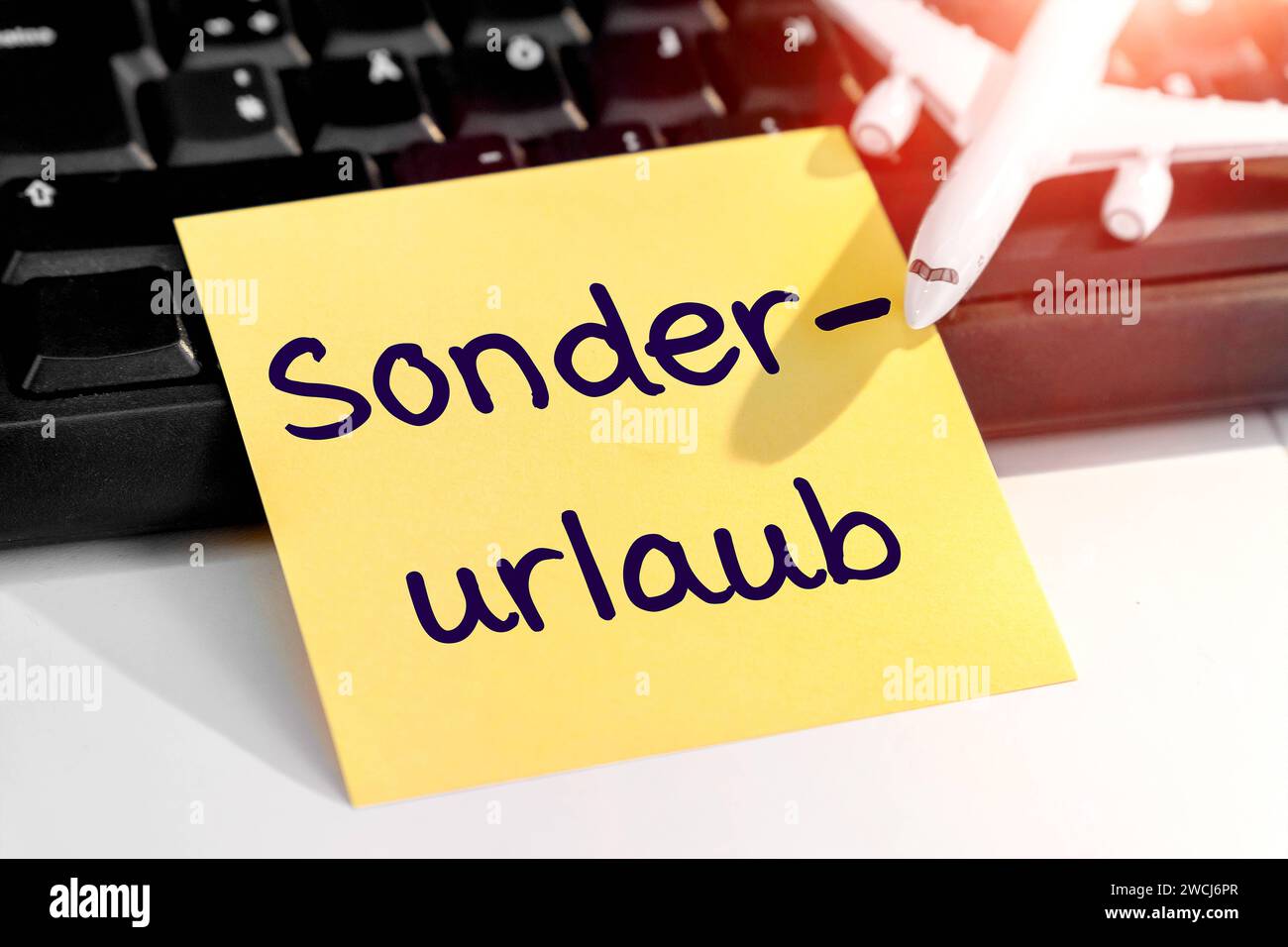 16 January 2024 Special leave lettering on notepad on a computer