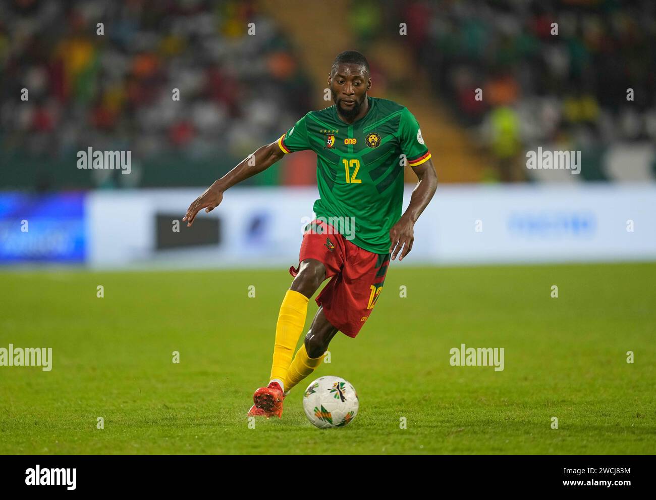 January 15 2024: Karl Brillant Toko Ekambi (Cameroon) controls the ball during a African Cup of Nations Group C game, Cameroon vs Guinea, at Stade Charles Konan Banny, Yamoussoukro, Ivory Coast. Kim Price/CSM Stock Photo
