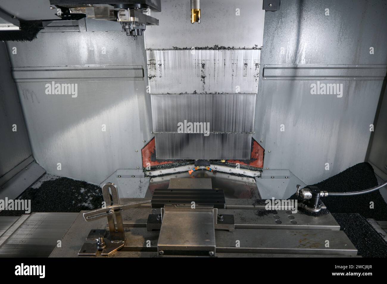 cnc milling machine before preparation for machining plastic Stock