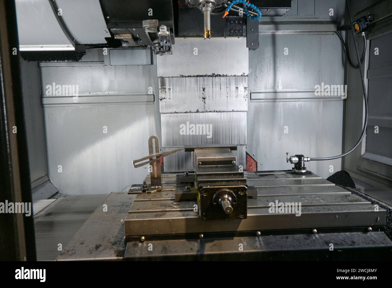 cnc milling machine before preparation for machining plastic Stock
