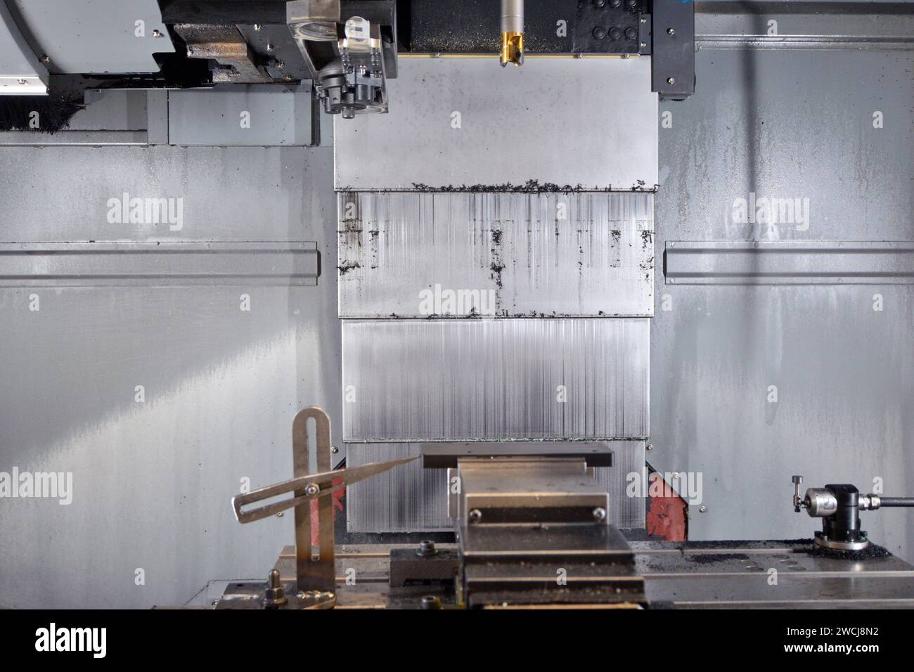 cnc milling machine before preparation for machining plastic Stock