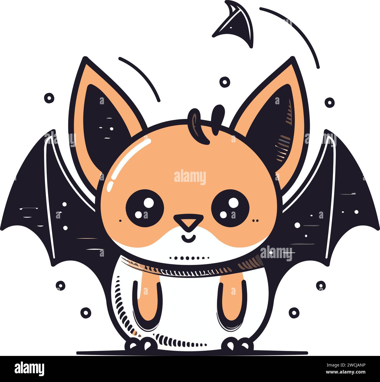 Cute cartoon fox with wings. Vector illustration isolated on white ...