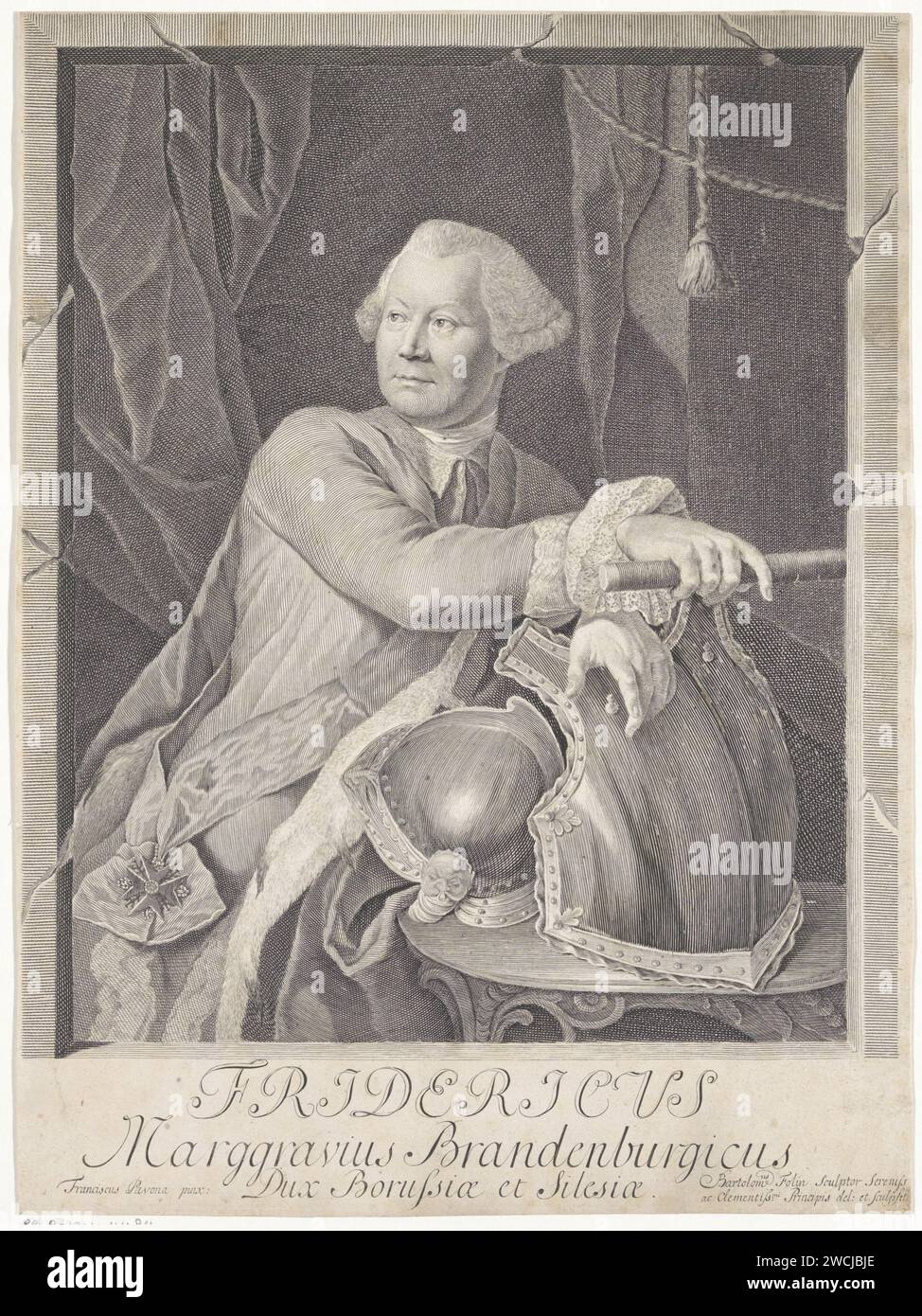 Porter van Frederik van Brandenburg -Bayreuth, Bartolommeo Follin, After Francesco Pavona, 1740 - 1808 print  Italy paper engraving historical persons. ruler, sovereign Stock Photo