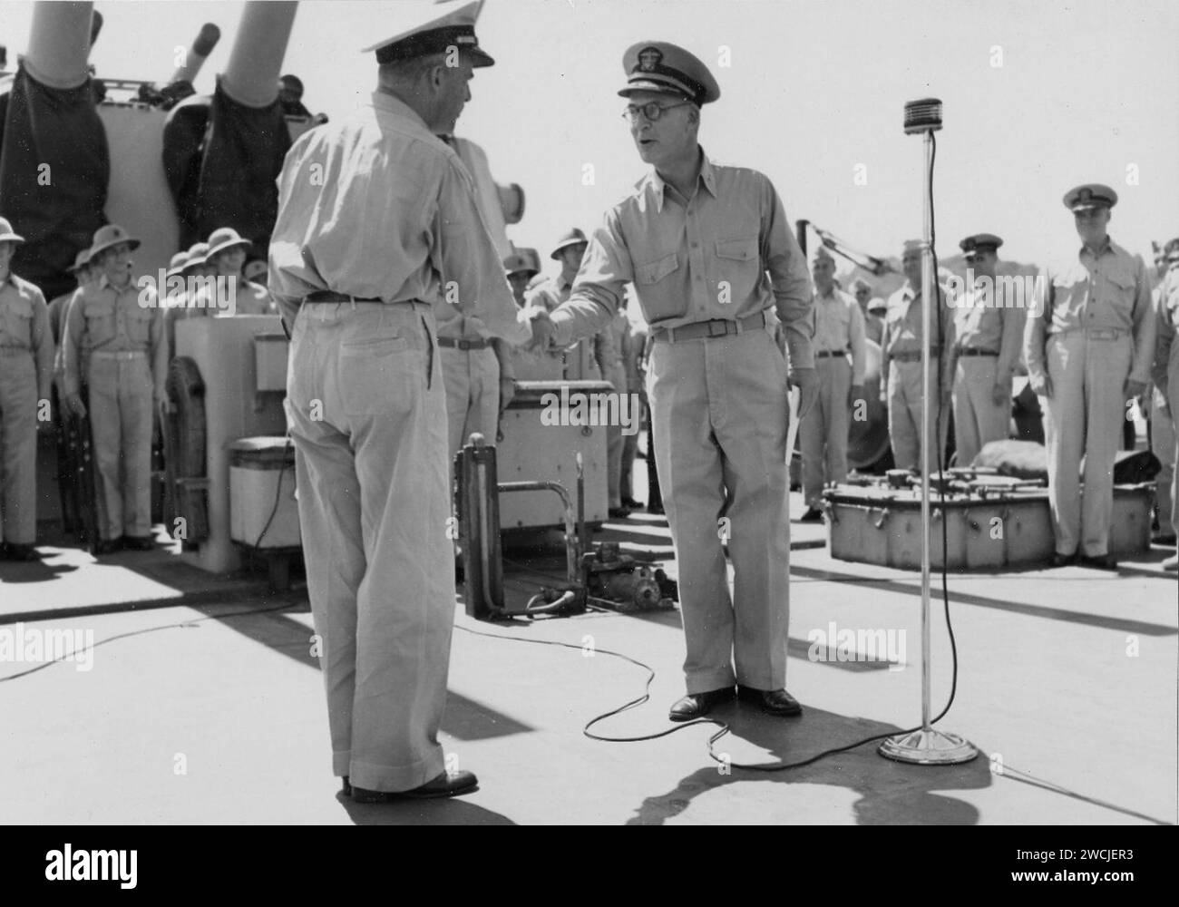 232134 Rear admirals Aaron S. Merrill and Robert W. Hayler, March 1944