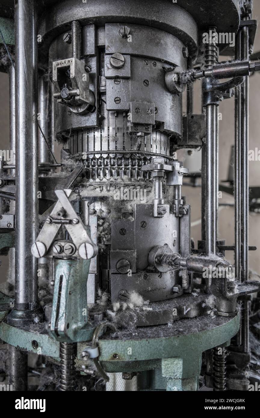 Close up of a historic textile machine. Stock Photo