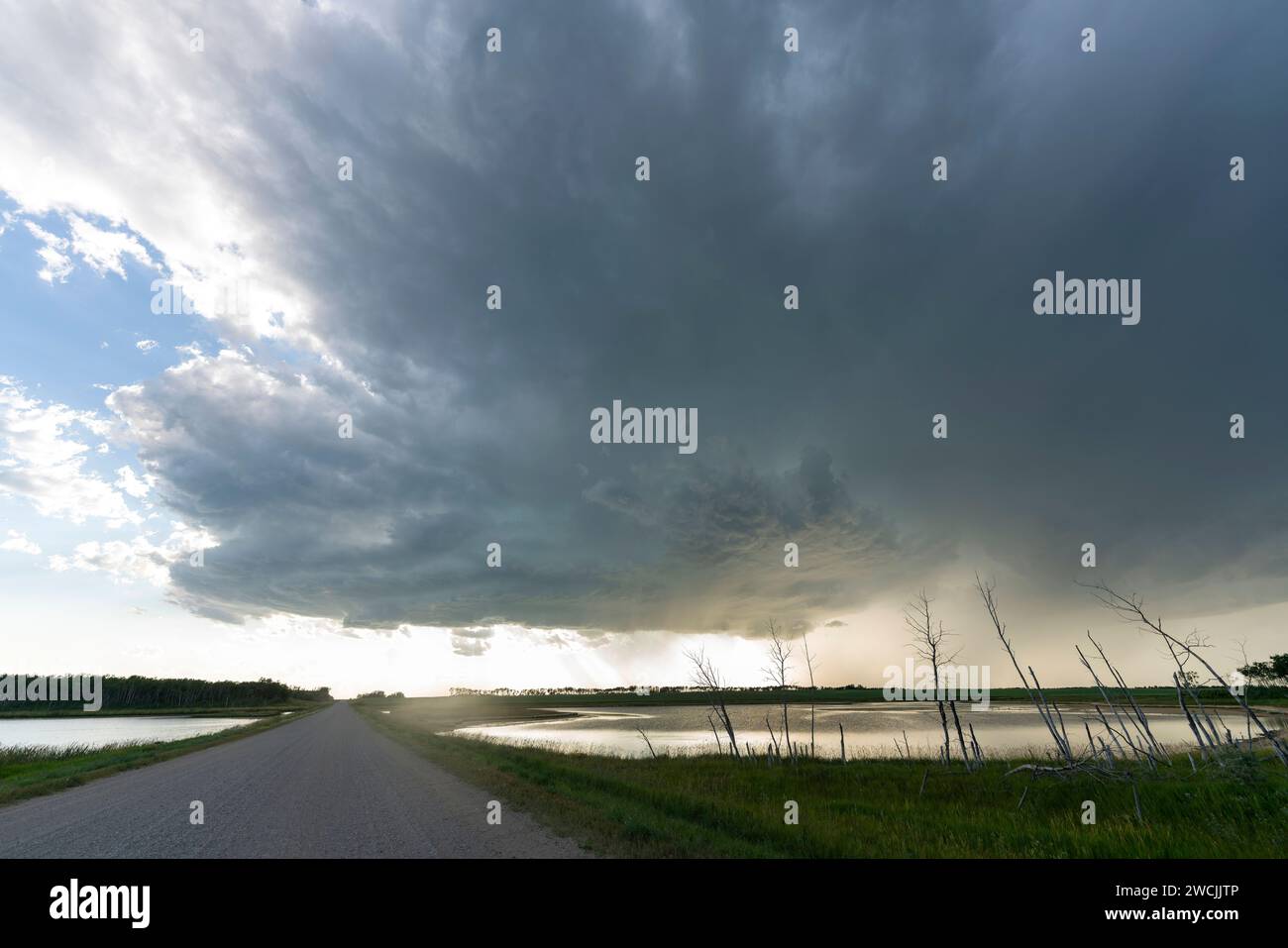 Prairie Summer Storms Saskatchewan Canada Ominous danger Stock Photo