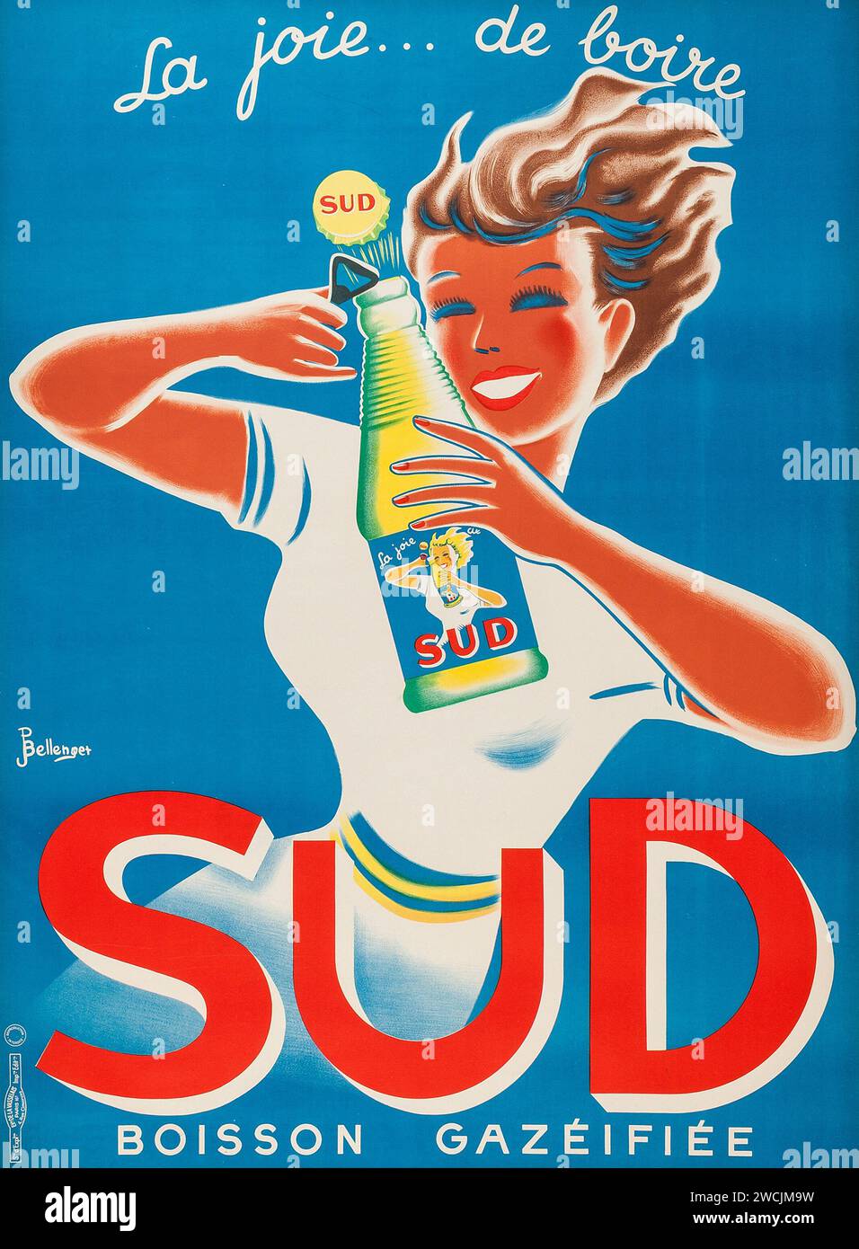 Sud, Boisson Gazeifiee (1950s). French Soft Drink Advertising Poster