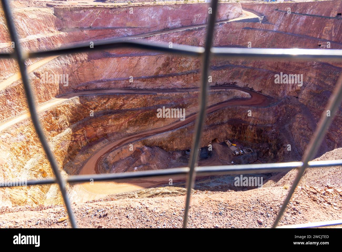View of the Cobar Mine from the observation platform at Fort Bourke Hill lookout. Gold and mineral mining in Central West NSW Australia. Stock Photo