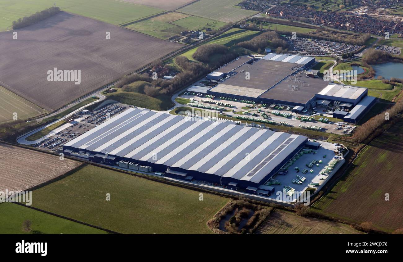 aerial view of the Wren Kitchens factory and headquarters at Barton-upon-Humber Stock Photo