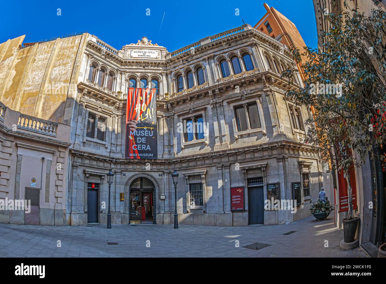 BARCELONA, SPAIN - MARCH 1, 2022: The building of Barcelona Wax Museum built in 1873 by the General Credit Company 'El Comercio'. Has a collection of Stock Photo