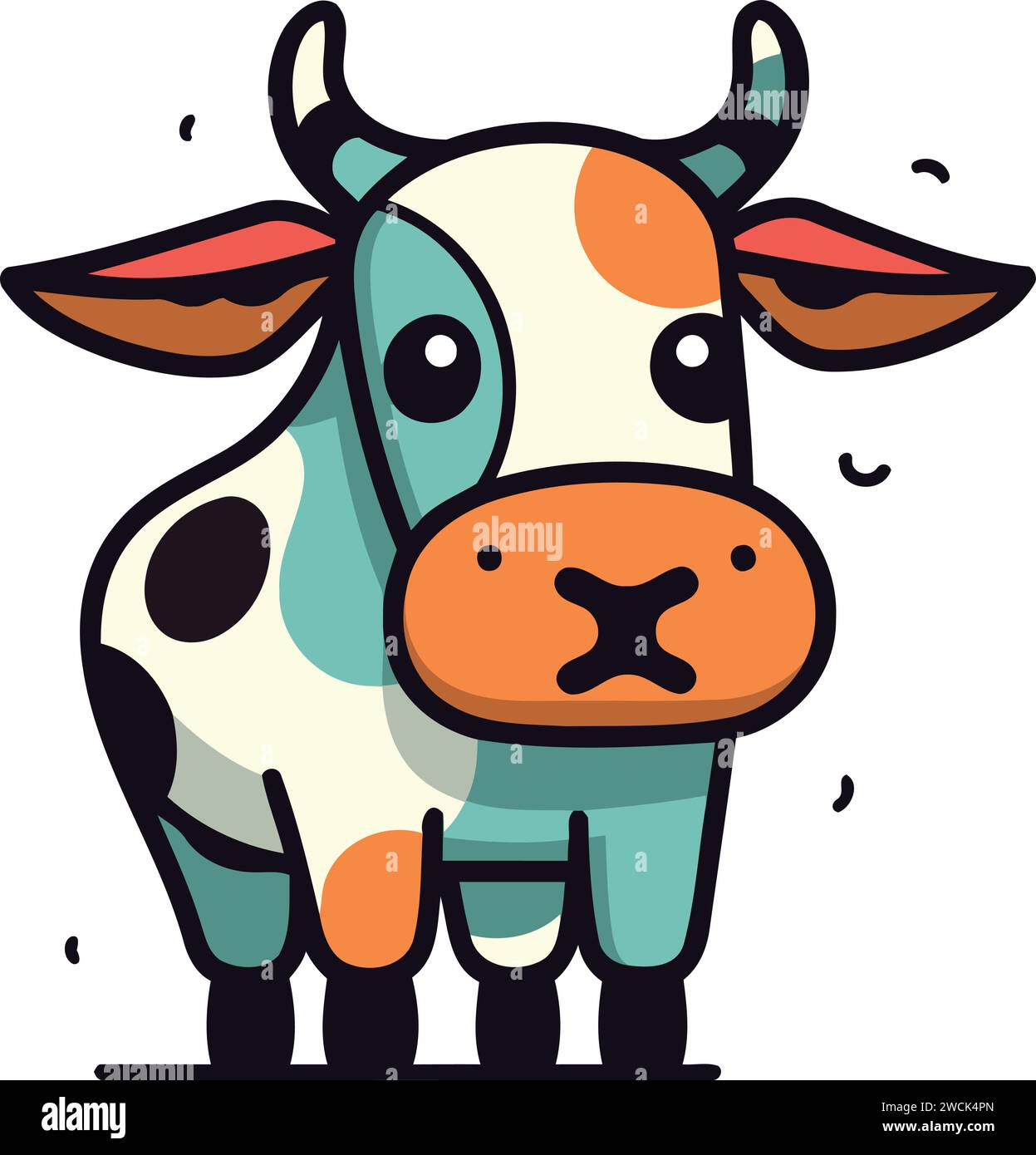 Cute cartoon cow. Farm animal. Vector illustration in flat style Stock ...