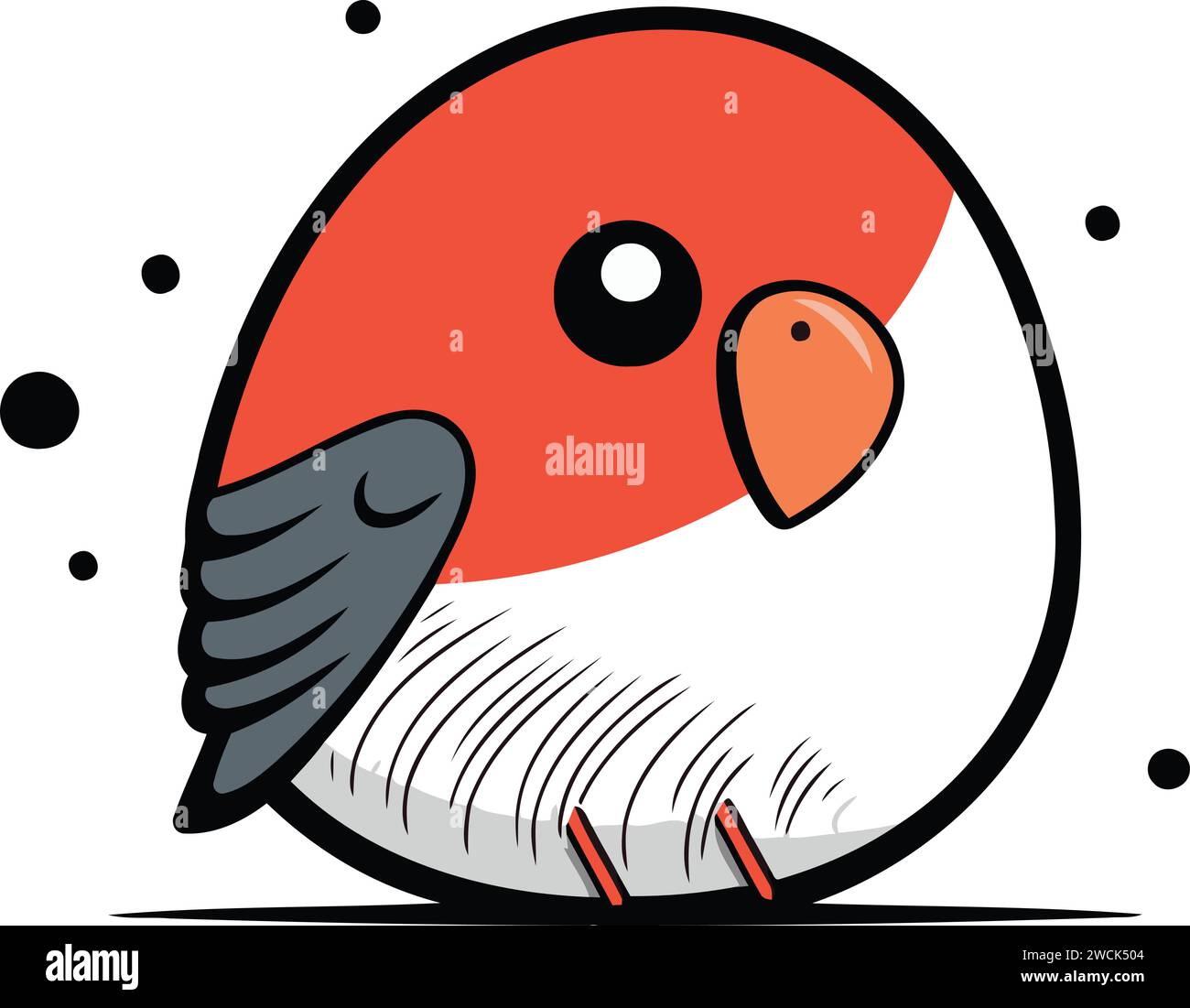 Vector illustration of cute little red bird. Isolated on white ...