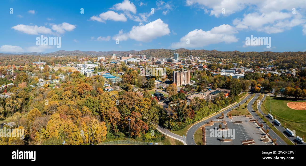 Aerial view of Asheville, North Carolina in fall Stock Photo