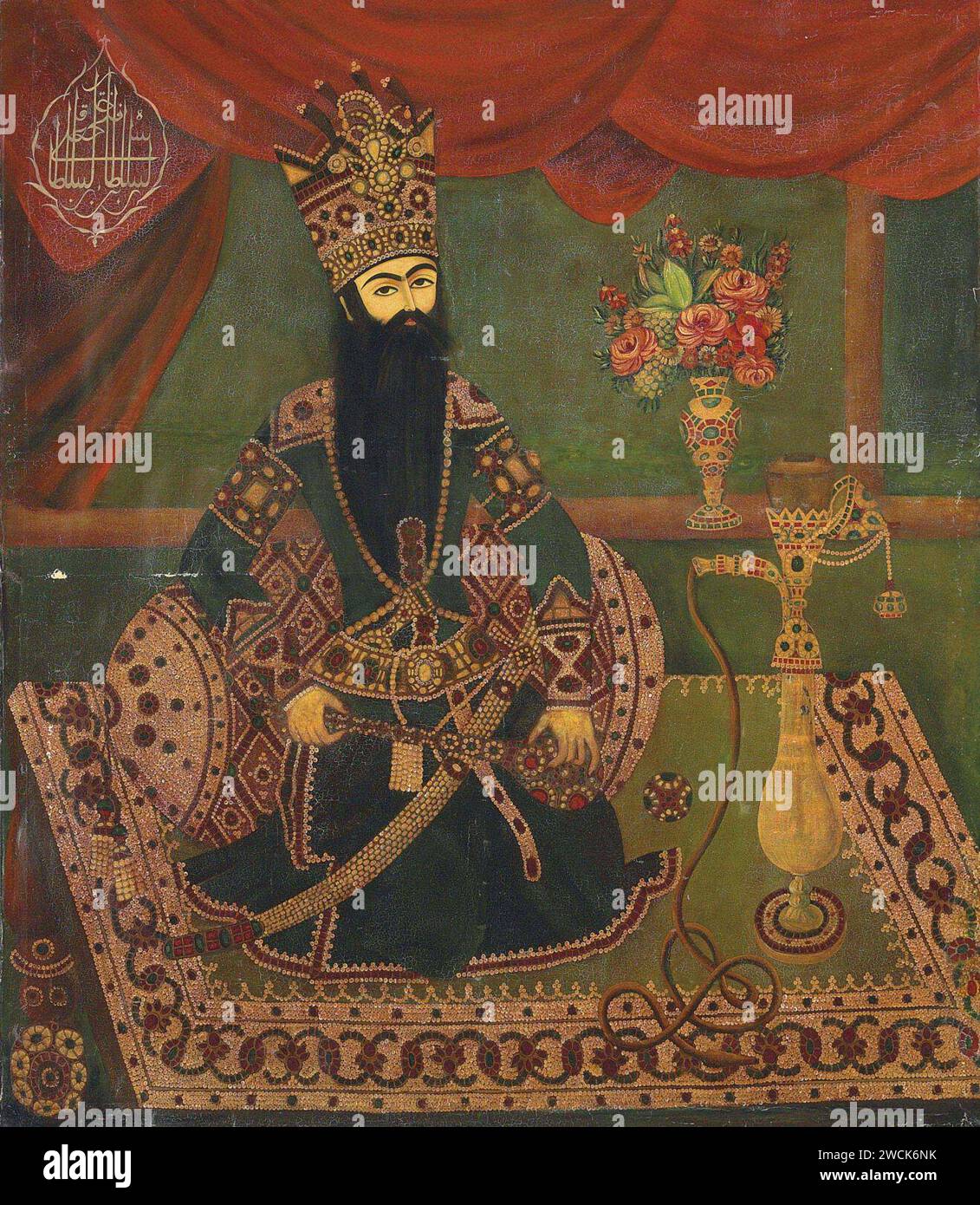 A portrait of Fath 'Ali Shah Qajar, Qajar Iran, 19th century. Stock Photo