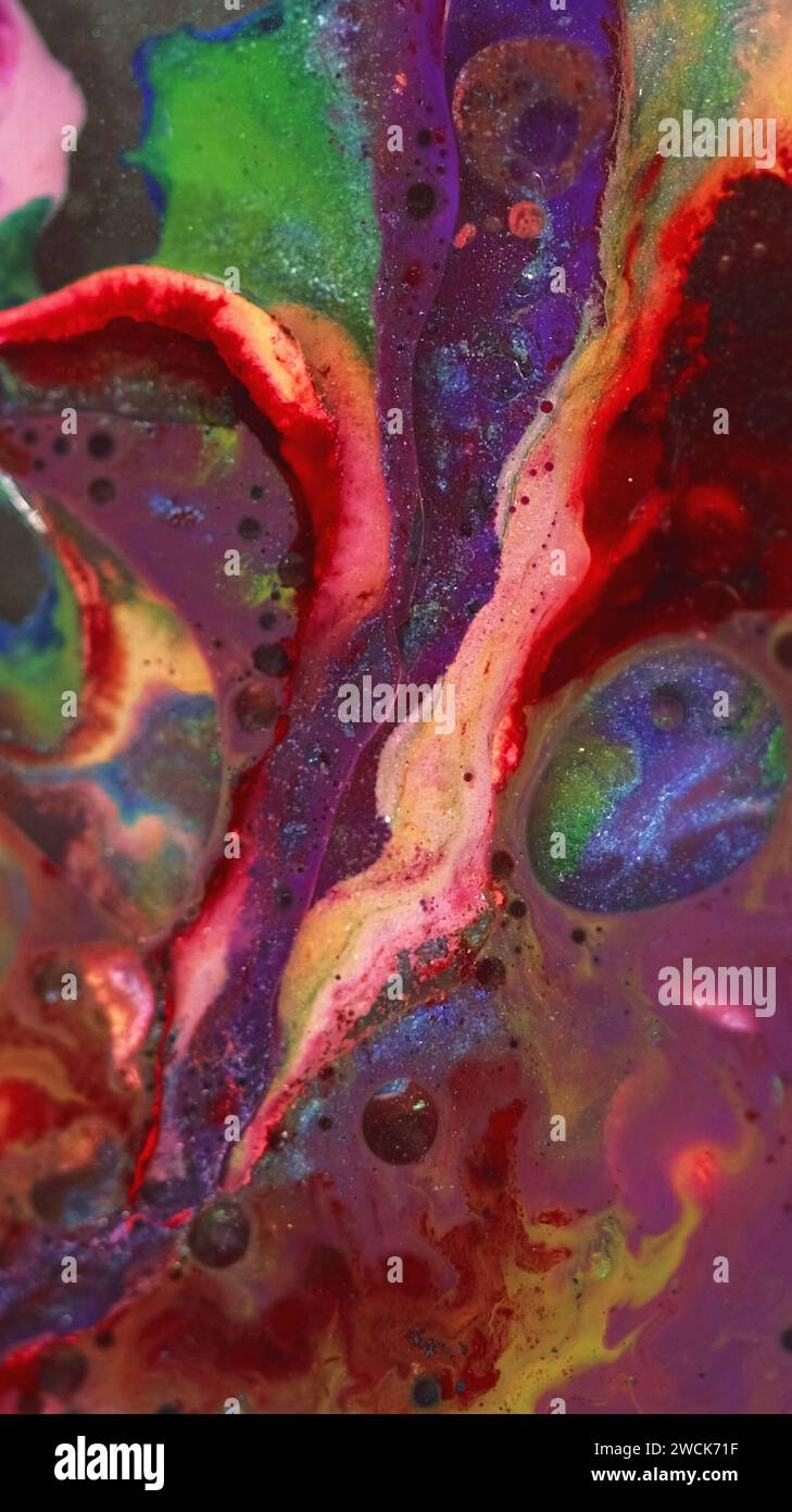 Paint bubbles oil fluid color ink water mix flow Stock Photo Alamy
