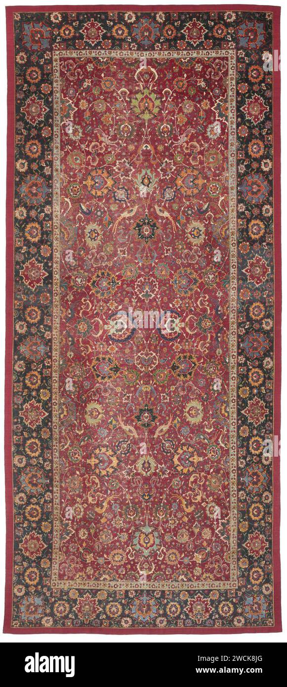 A Safavid red-ground 'Palmette and Bird' carpet, possibly Qazvin, north Persia, circa 1565-1575. Stock Photo