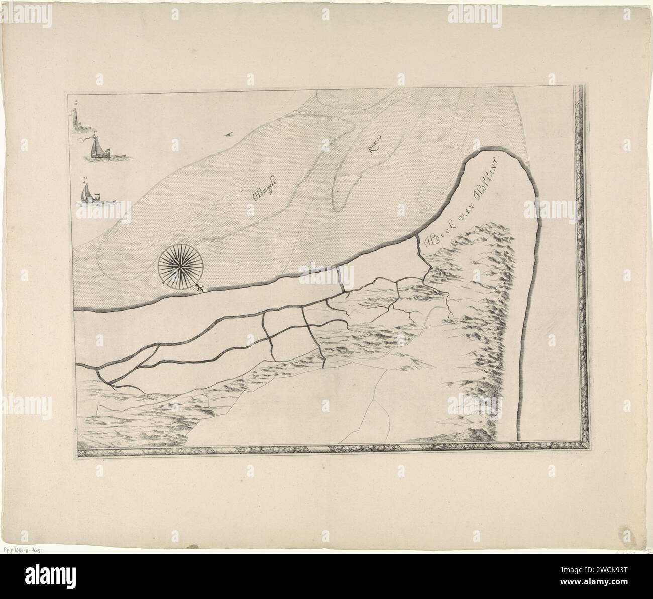 Map of the maas mouth with postal routes part bottom right joost van