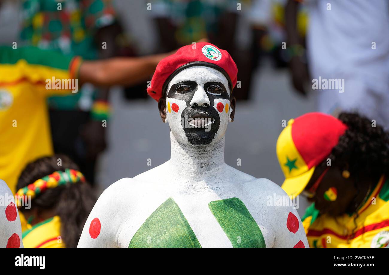 January 15 2024: Senegal fans during a African Cup of Nations Group C game, Senegal vs Gambia, at Stade Charles Konan Banny, Yamoussoukro, Ivory Coast. Kim Price/CSM Stock Photo