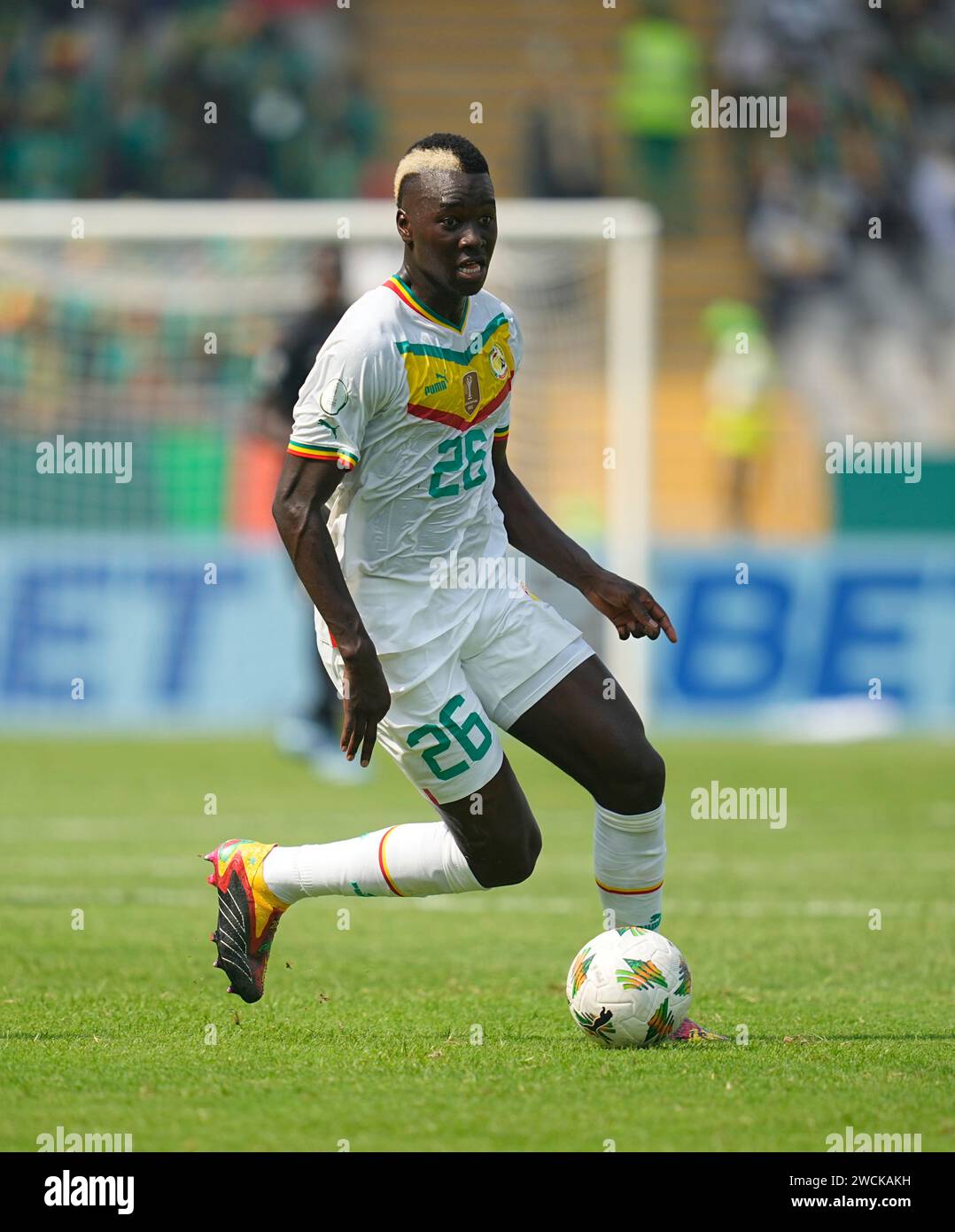 January 15 2024: Pape Alassane Gueye (Senegal) controls the ball during a African Cup of Nations Group C game, Senegal vs Gambia, at Stade Charles Konan Banny, Yamoussoukro, Ivory Coast. Kim Price/CSM Stock Photo