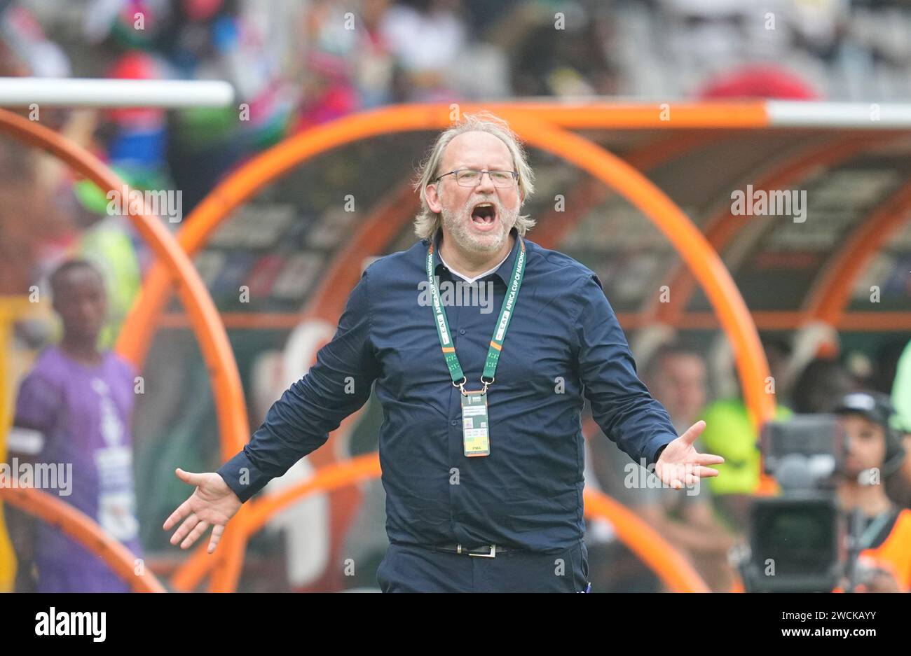 January 15 2024: Tom Saintfiet (Gambia) looks on during a African Cup