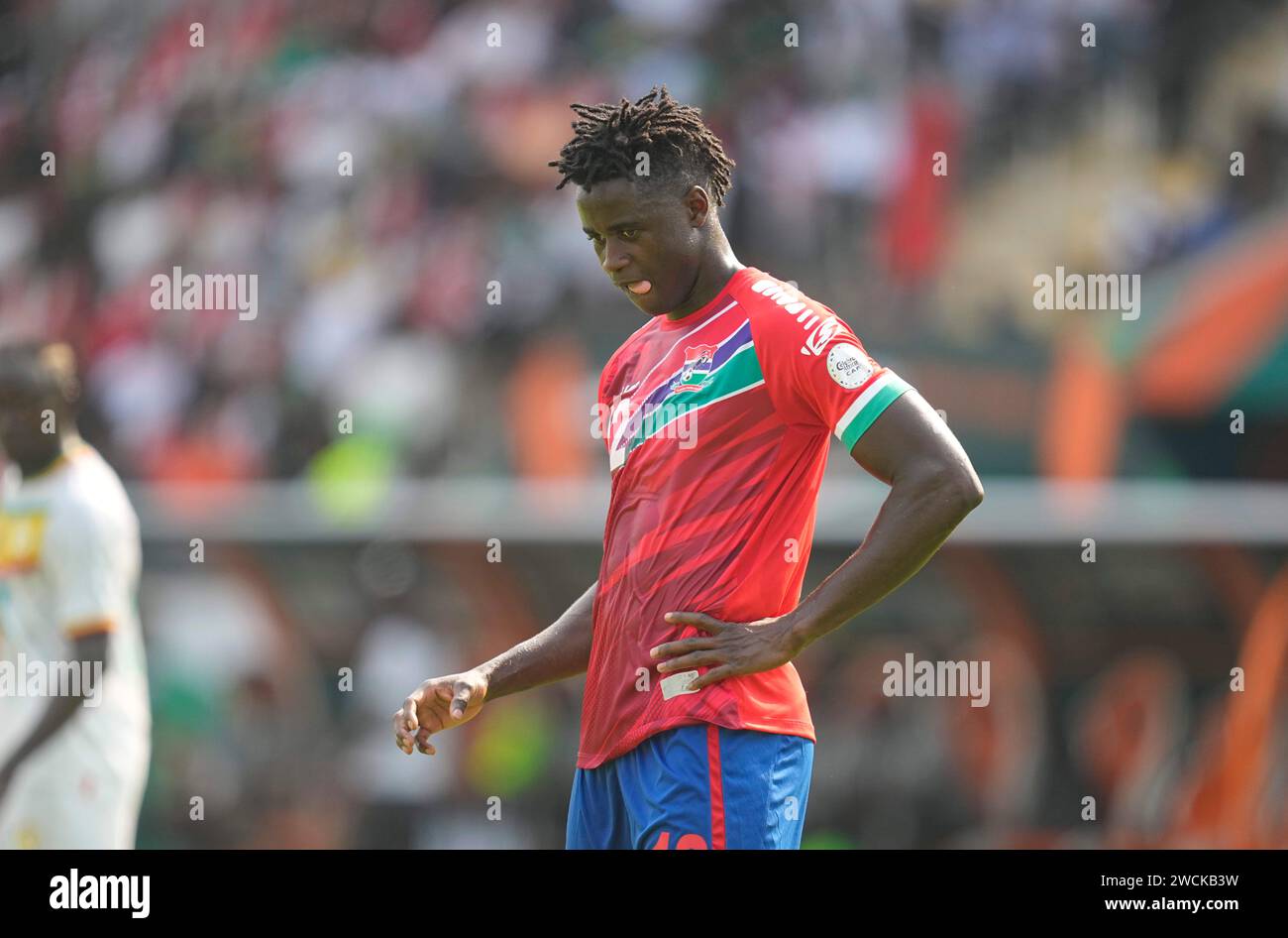 January 15 2024: James Gomez (Gambia) looks on during a African Cup of
