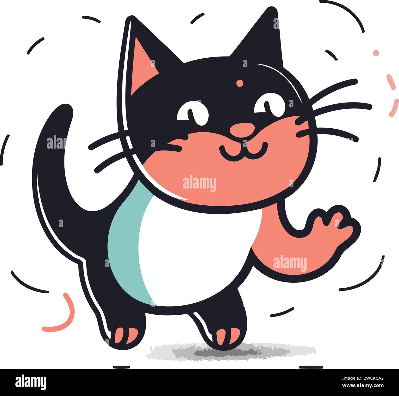 Cute Cartoon Black Cat Vector Illustration Isolated On White Background Stock Vector Image 1844