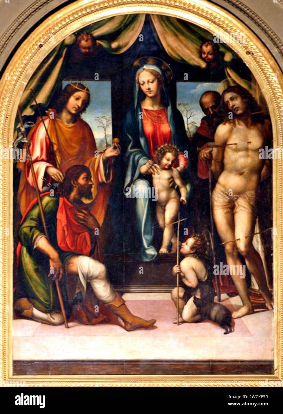 A. De Bazzi detto il Sodoma sec. XVI., Madonna in trono e Santi, MONTEPULCIANO-CHIUSI-PIENZA. Stock Photo