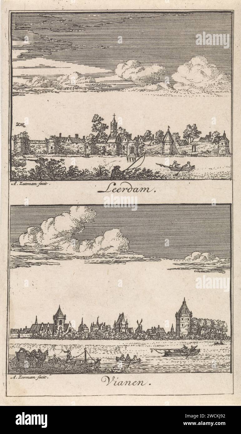 Faces on Leerdam and Vianen, Abraham Zeeman, 1730 print Two ...