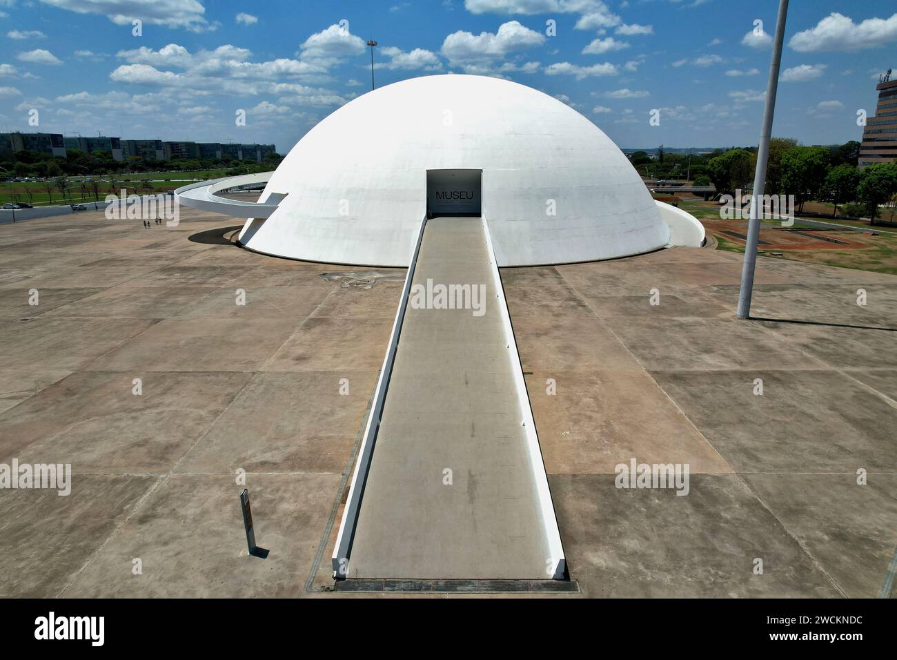 The National Museum of the Republic in Brasilia, Brazil, featuring its iconic dome-shaped architecture. Stock Photo