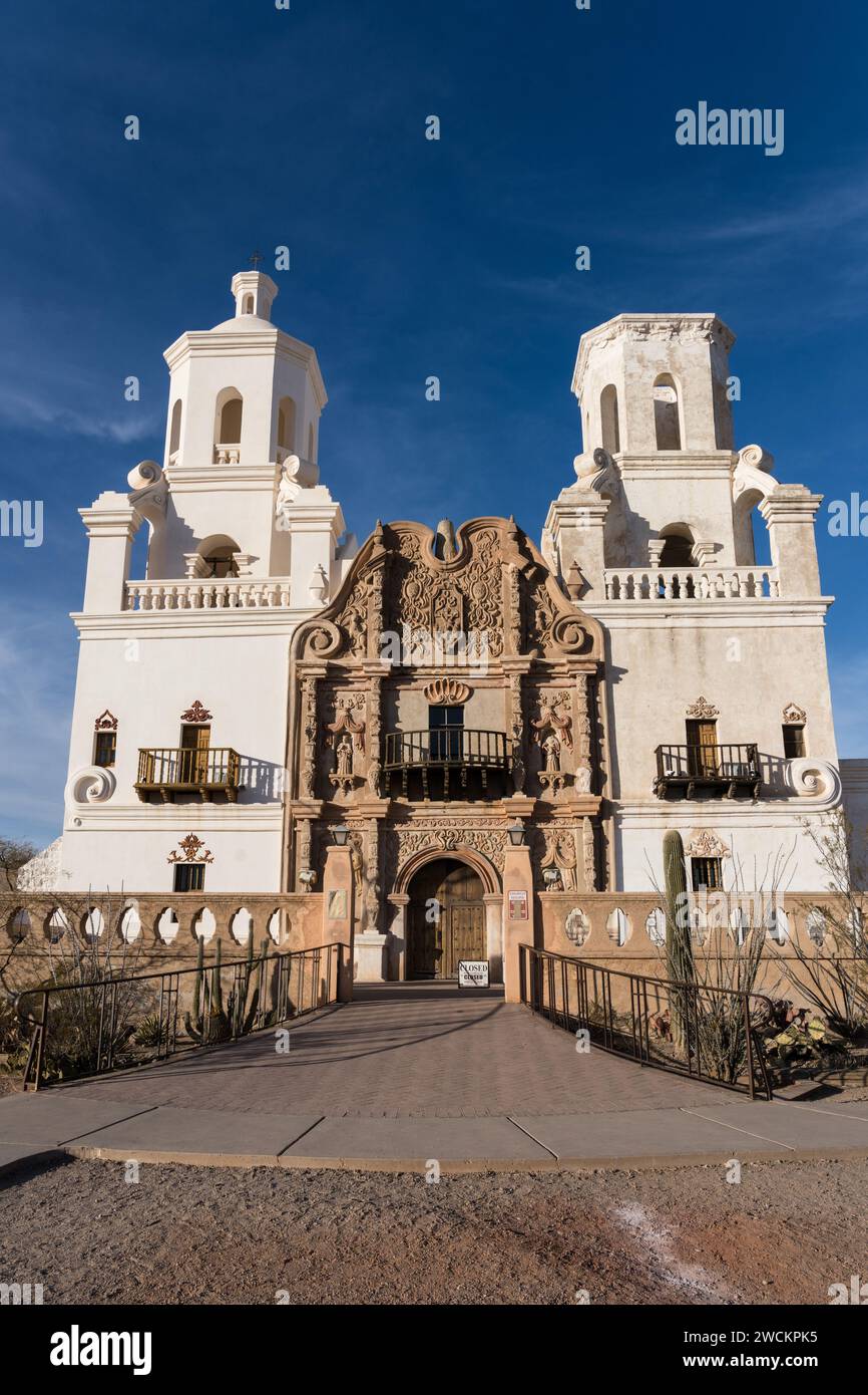 Mission San Xavier del Bac, Tucson Arizona. Built in Baroque style with ...