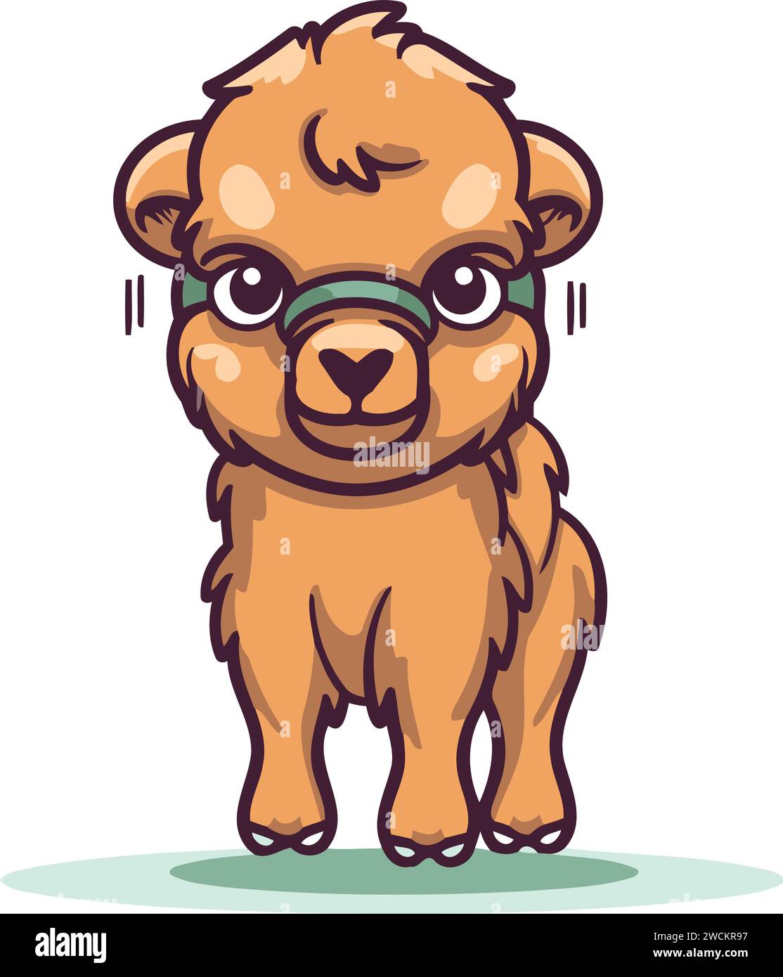 Cute cartoon baby bison. Vector illustration isolated on white ...