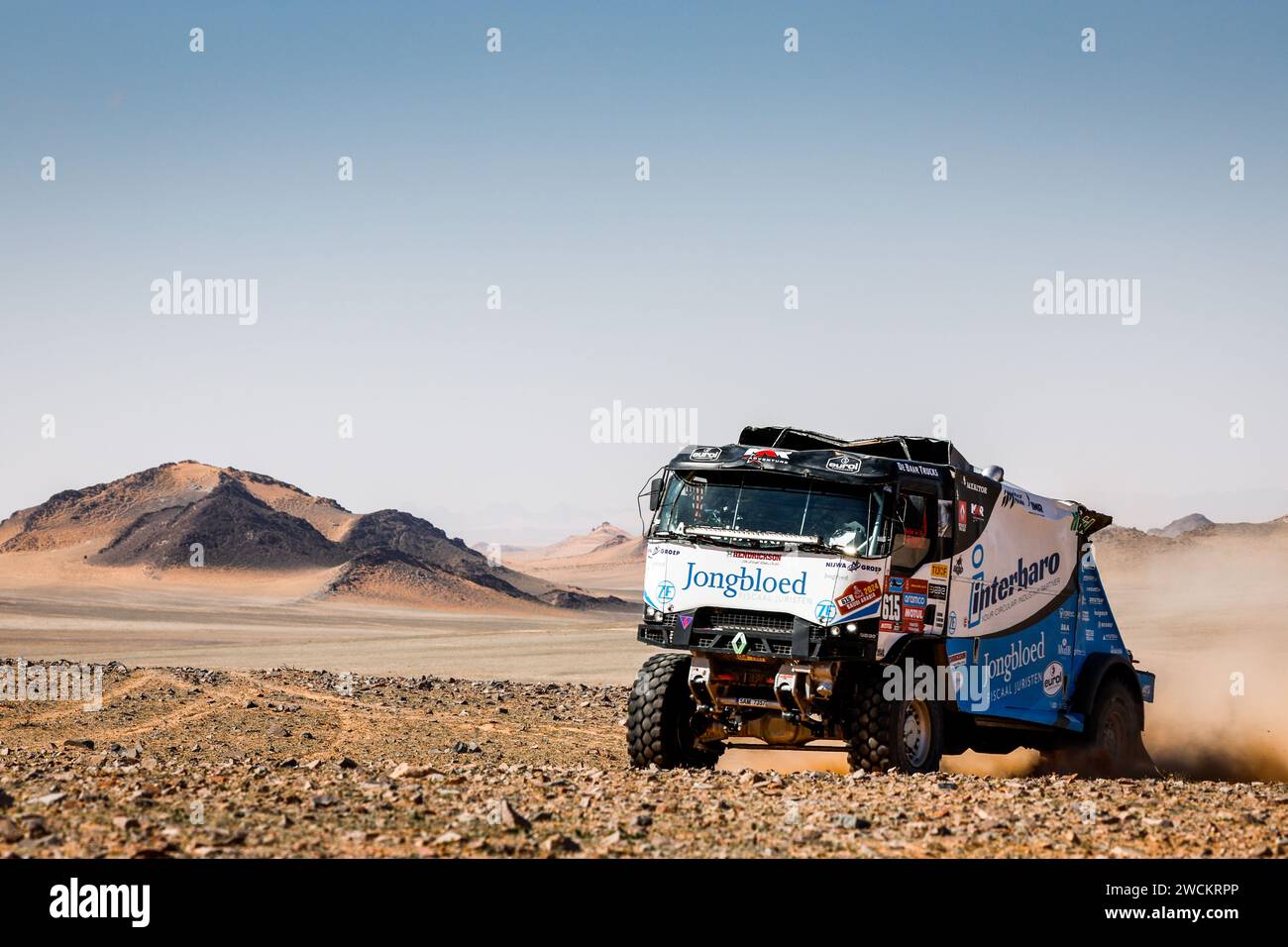 615 HUZINK Gert (nld), ROESINIK Martin (nld), BURRSEN Rob (nld), Jongbloed Dakar Team, Renault C460 Hybrid, FIA Truck, action during the Stage 9 of the Dakar 2024 on January 16, 2024 between Hail and Al Ula, Saudi Arabia - Photo Frédéric Le Floc'h/DPPI Credit: DPPI Media/Alamy Live News Stock Photo