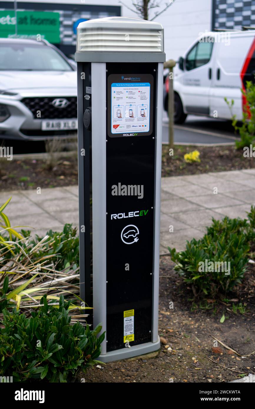 Close-up of a Rolec EV charging point Stock Photo