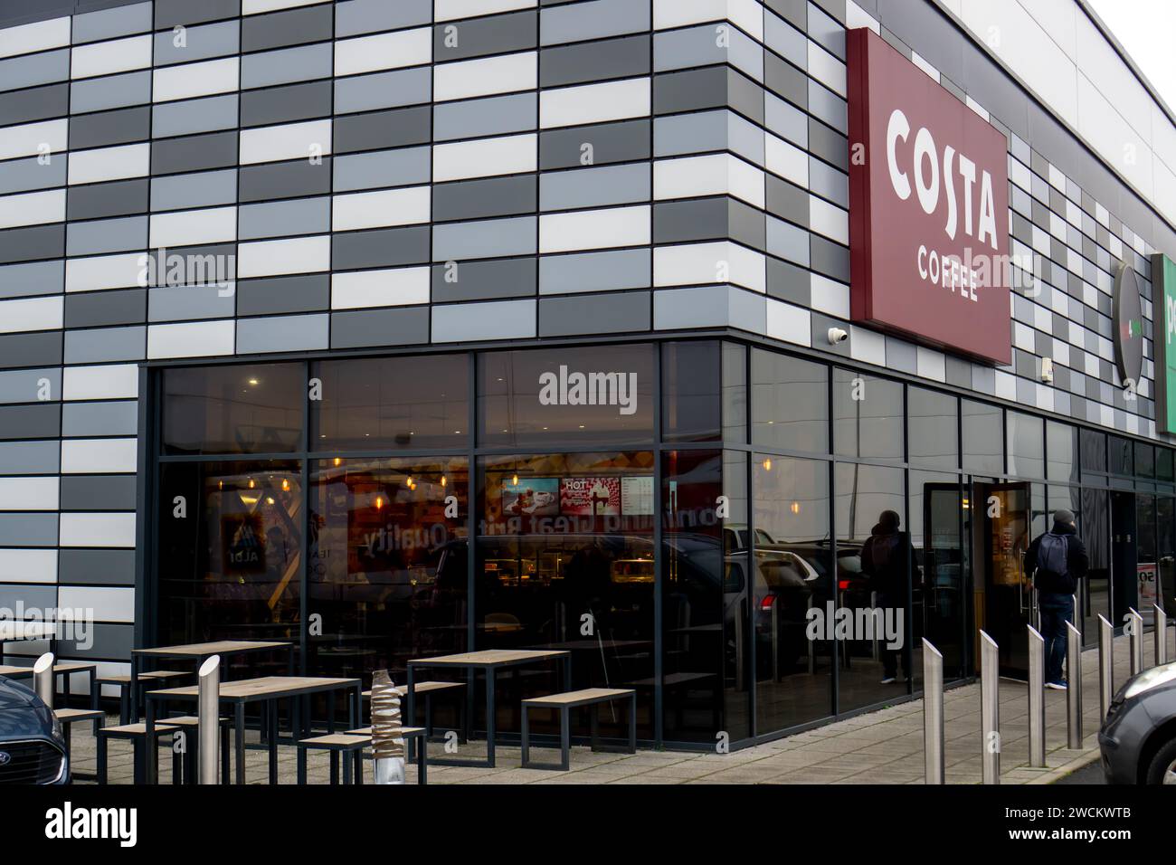 Modern Costa Coffee shop in Knight Park retail park Saffron Walden