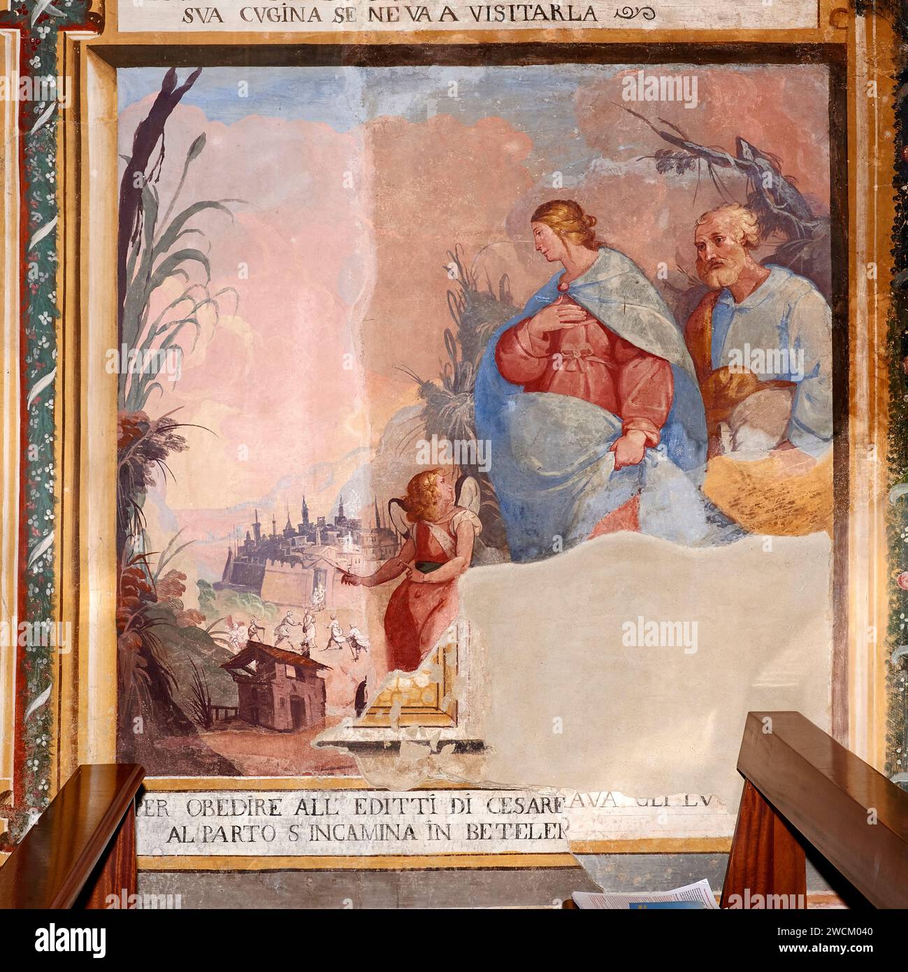 Viaggio Di Maria E Giuseppe Verso Betlemme Maria e Giuseppe in cammino verso Betlemme - affresco - pittore
