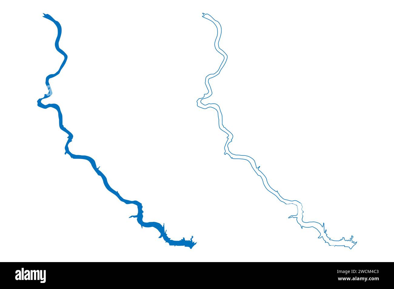 Lake Francis Case (United States of America, South Dakota) map vector
