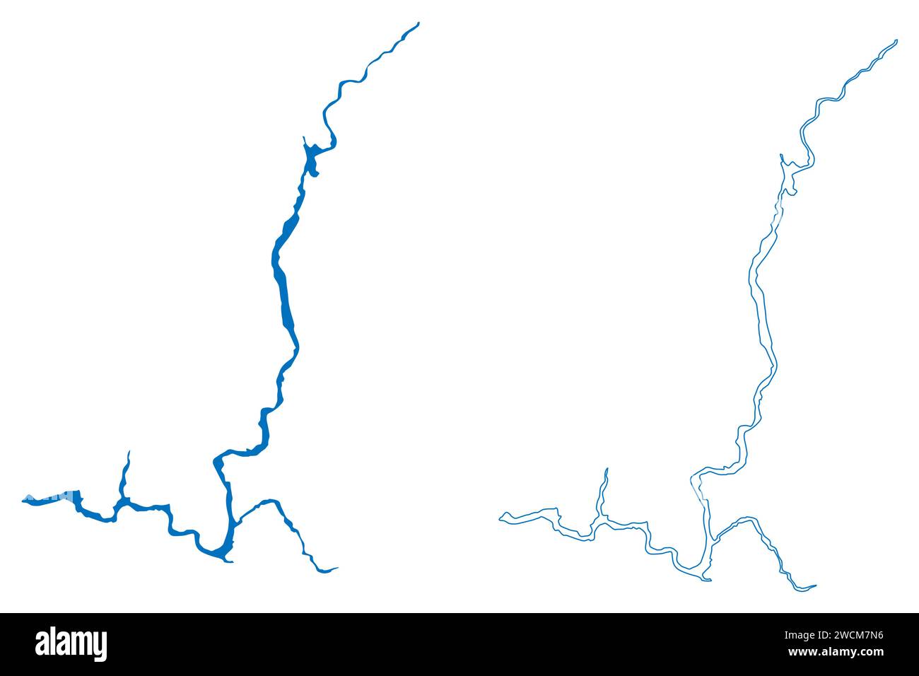 Franklin D. Roosevelt Lake (United States of America, Washington state) map vector illustration, scribble sketch Reservoir Grand Coulee Dam map Stock Vector