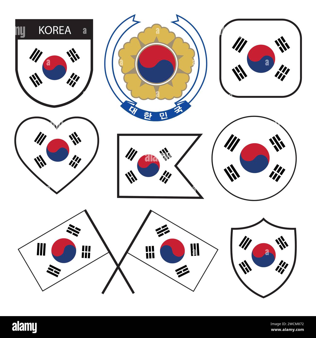 South Korea Icons Set on White Background. Vector Illustration Stock ...