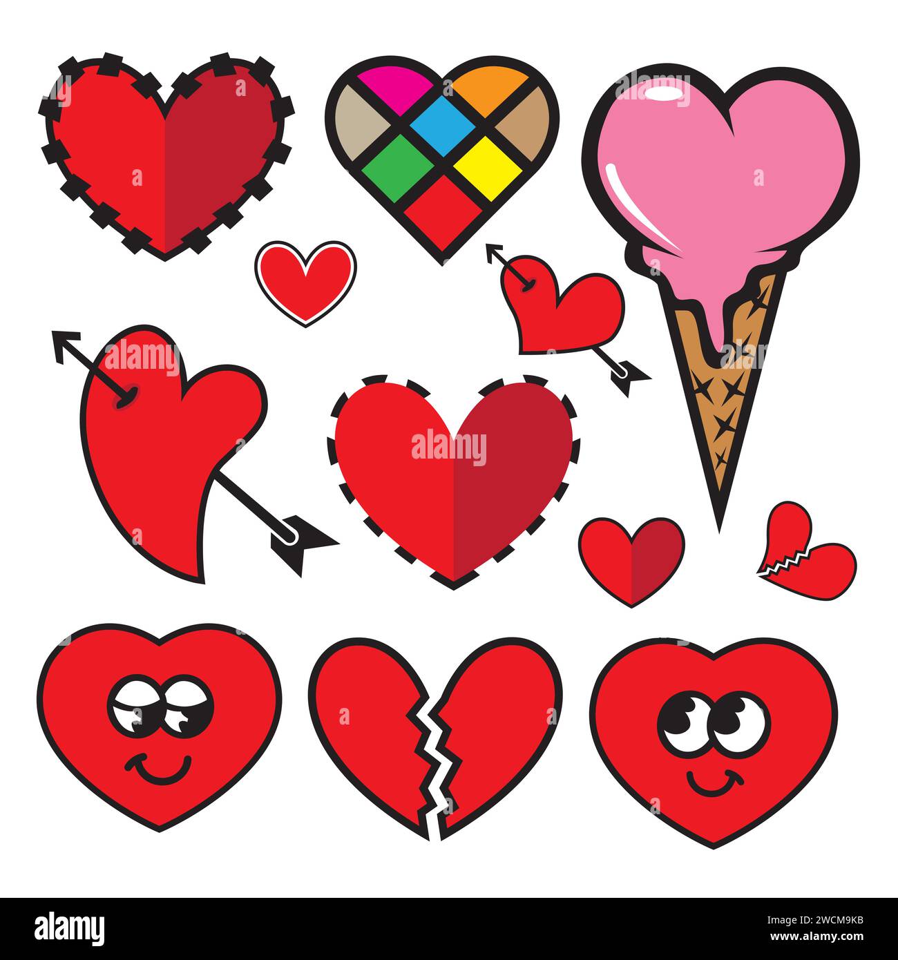 Collection of heart icons for valentines day. Vector illustration Stock ...