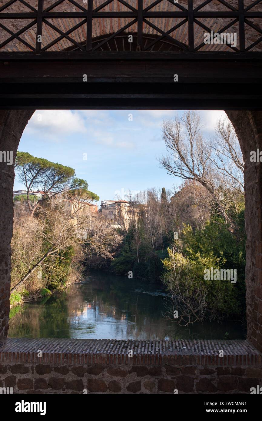 January 14, 2024 - Rome, Italy: Nomentano bridge, Aniene Valley park. © Andrea Sabbadini Stock Photo