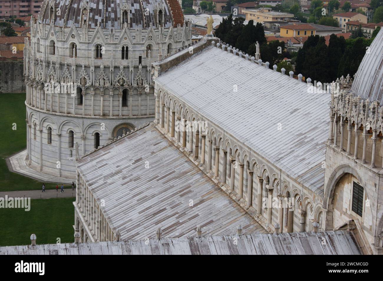 Details of Pisa Dome, viewed from the Leaning Tower, with a long lens Stock Photo