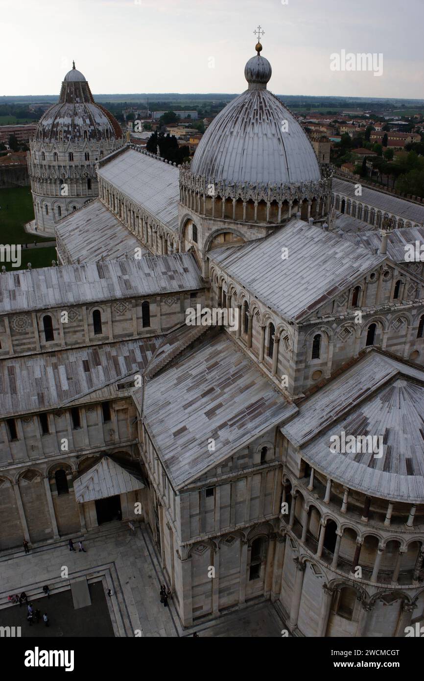 Details of Pisa Dome, viewed from the Leaning Tower, with a long lens Stock Photo